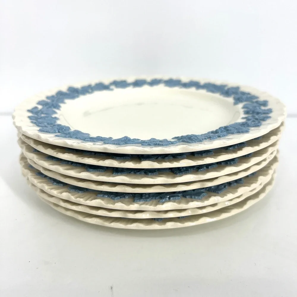 Wedgwood Etruria Queens Ware Embossed Lavender Blue Cream 8